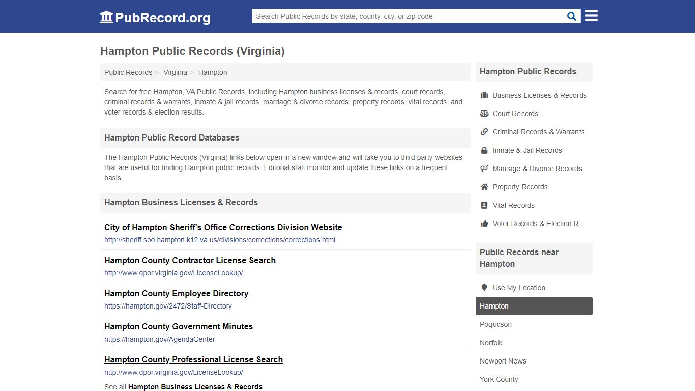 Free Hampton Public Records (Virginia Public Records)